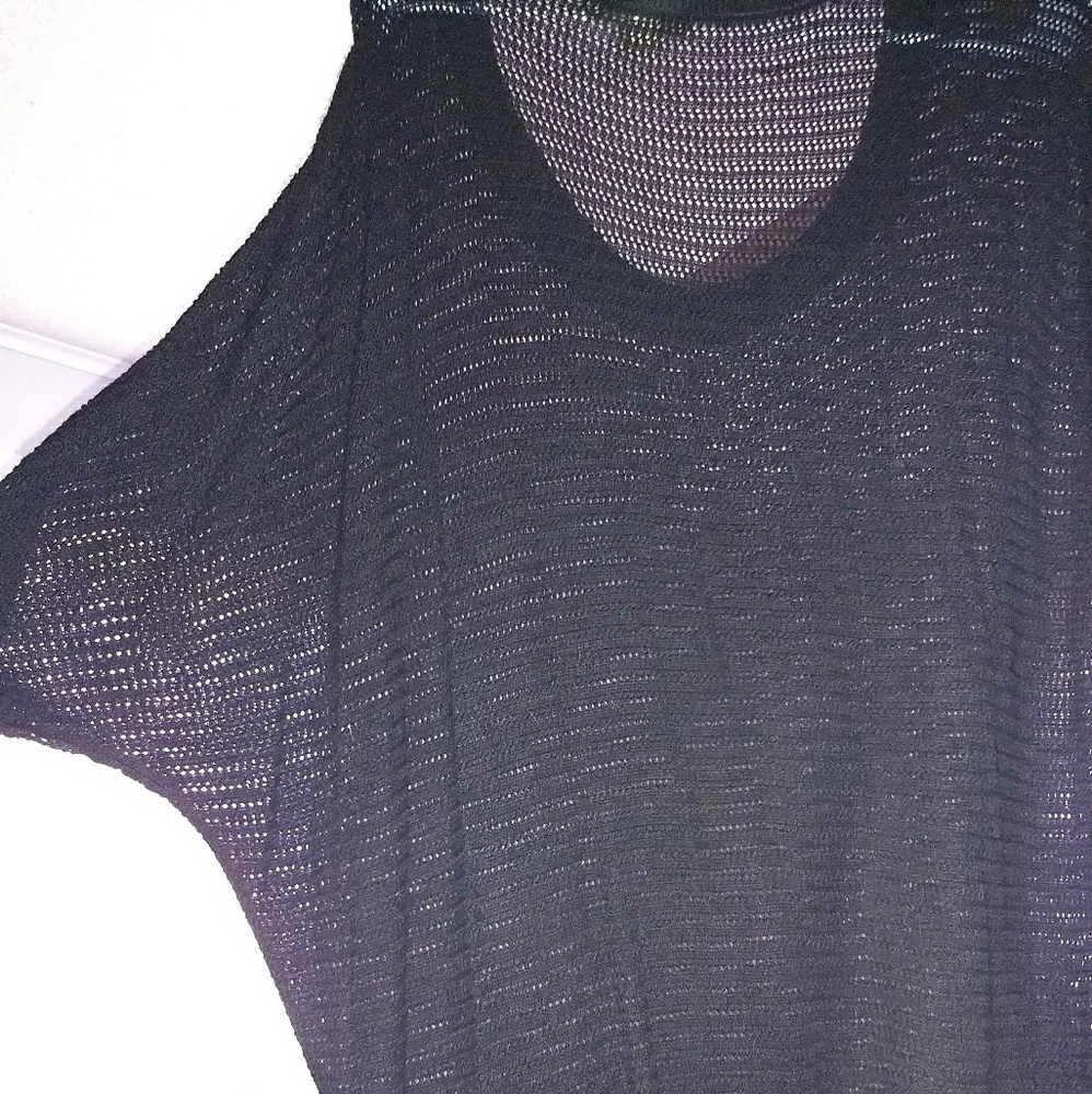 Bat Sleeve 2X Black Thin Tunic-Style Top